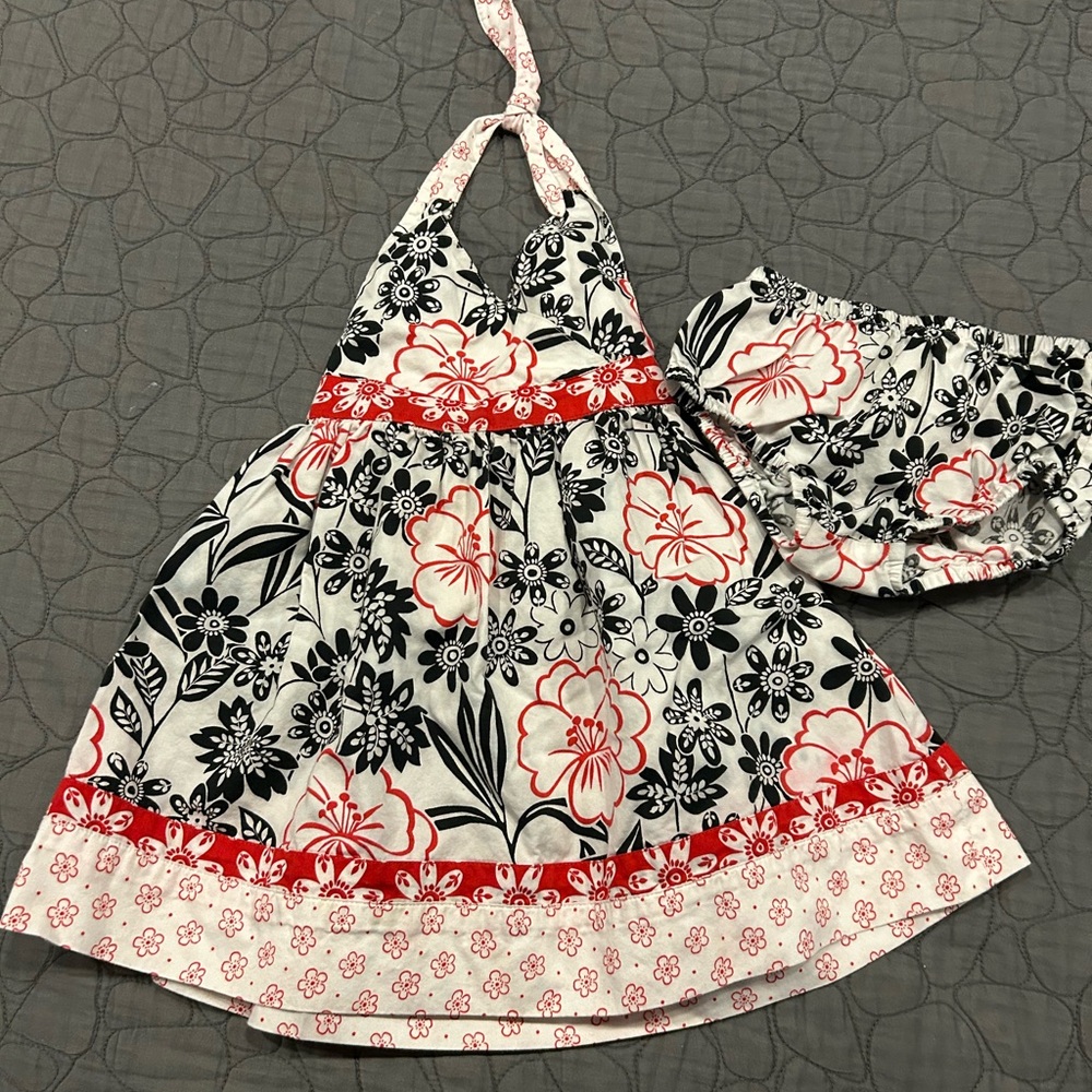 Janie & Jack Floral Halter Dress with Matching Bloomers